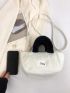 Mini Letter Patch Decor Flannelette Satchel Bag