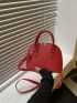 Mini Neon Pink Snakeskin Embossed Dome Bag