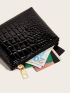 Women Pu Zip Coin Wallet Crocodile Embossed Coin Purse Fashion Small Purse