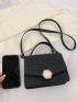 Mini Geometric Embossed Flap Square Bag