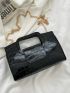 Crocodile Embossed Square Bag