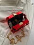 Mini Neon Red Chain Box Bag