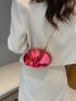 Mini Neon-Pink Chain Decor Novelty Bag