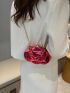 Mini Neon-Pink Chain Decor Novelty Bag