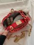 Mini Neon-Pink Chain Decor Novelty Bag