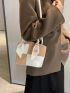 Mini Two Tone Twilly Scarf Decor Satchel Bag