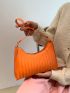 Neon Orange Quilted Baguette Bag