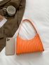 Neon Orange Quilted Baguette Bag