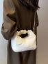 Ruched Detail Fluffy Satchel Bag With Bag Charm