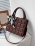 Embossed Detail Twilly Scarf Decor Square Bag