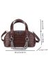 Crocodile Embossed Chain Decor Dome Bag