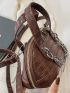 Crocodile Embossed Chain Decor Dome Bag