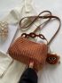 Mini Minimalist Zipper Satchel Bag With Bag Charm