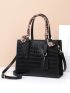 Crocodile Embossed Twilly Scarf Decor Square Bag