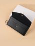 Men And Women Daily Commuting Color Pu Simple Multi-card Long Wallet