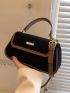 Contrast Binding Corduroy Square Bag