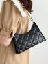 Quilted Detail Chain Baguette Bag