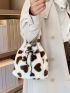 Heart Graphic Fluffy Satchel Bag