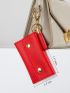 Neon Red Tassel Decor Snap Button Flap Coin Purse