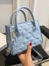 Mini Argyle Quilted Double Handle Square Bag