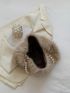 Faux Pearl Decor Fluffy Shoulder Bag
