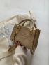 Mini Zipper Front Double Handle Square Bag
