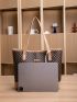 Quilted Metal Detail Shoulder Tote Bag With Purse, Best Work Bag For Women