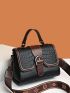 Crocodile Embossed Buckle Decor Flap Square Bag