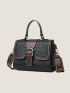 Crocodile Embossed Buckle Decor Flap Square Bag