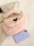Heart Decor Flap Chain Fluffy Novelty Bag