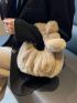 Bow Decor Fluffy Ruched Bag