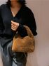 Minimalist Fuzzy Chain Hobo Bag