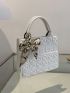 Letter Embossed Twilly Scarf Decor Square Bag