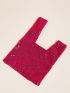 Small Hobo Bag Hot Pink Sequins Decor For Party