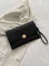 Mini Envelope Bag Black Snap Button Flap PU
