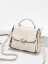Minimalist Flap Square Bag Metal Decor Small