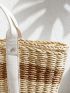 Striped Pattern Straw Bag