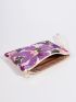 Random Floral Pattern Straw Bag Sequin Decor