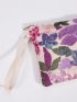 Random Floral Pattern Straw Bag Sequin Decor