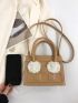 Mini Embossed Detail Contrast Fluffy Square Bag