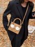 Mini Embossed Detail Contrast Fluffy Square Bag