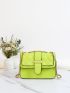 Neon Green Quilted Pattern Contrast Binding Flap Square Bag