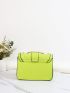 Neon Green Quilted Pattern Contrast Binding Flap Square Bag