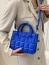 Geometric Embossed Double Handle Square Bag