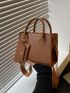 Letter Detail Double Handle Square Bag With Coin Purse