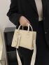 Letter Detail Double Handle Square Bag With Coin Purse