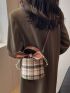 Mini Plaid Pattern Bucket Bag