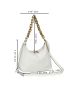 Letter Patch Decor Chain Hobo Bag