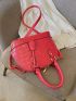 Neon Pink Crocodile Embossed Dome Bag