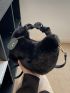 Ruched Detail Fluffy Hobo Bag With Bag Charm